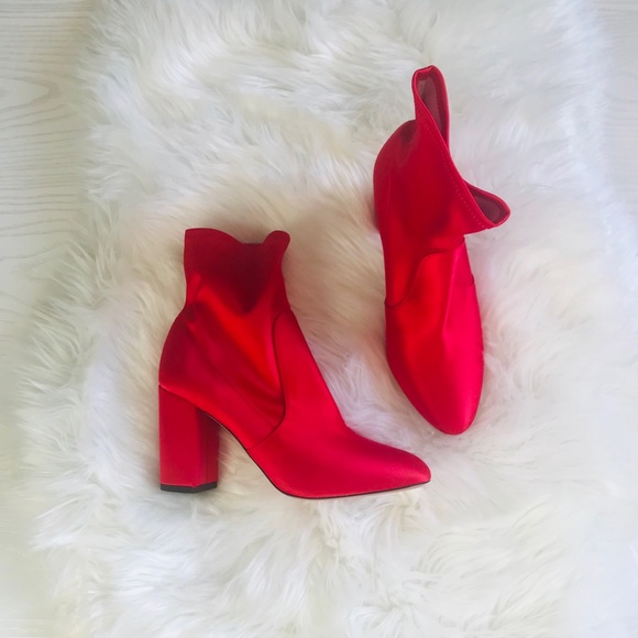 Aquazzura So Me Ankle Booties Red Satin NEW 7 - Picture 8 of 8